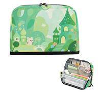 siphylline Pencil Bags Large Capacity Storage Bag Simple Multi-Purpose Bag for Boys School Must Haves Green Castle Safari Animals Cartoon