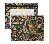 siphylline Pencil Box Adorable Pen Holder Case for 3 Rings Binder 2 Pack Students Classroom Supplies William Morris Design Bird