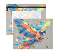 siphylline Pencil Box With Zipper 3 Hole Pocket for A4 Paper Letter 2 Pack Teacher Class Retro Parrot Simple