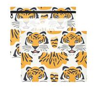 siphylline Pencil Box With Zipper Storage Bag for A4 Paper Letter 2 Pack Teacher Classroom Supplies Cartoon Cute Tigers Yellow