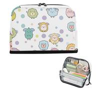 siphylline Pencil Carrying Case Large Capacity Makeup Bag Standing Coin for Teen Girls Office Cute Cartoon Animals