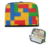 siphylline Pencil Case Bag Large Capacity Pen Cases With Compartment Coin for Teen Girls Kindergarten Building Blocks Colorful