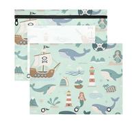 siphylline Pencil Case Sturdy 3 Hole Punch for A4 Paper Letter 2 Pack Teacher College Supplies Ocean Ocean Whale Pirate Boat