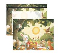 siphylline Pencil Case With 3 Reinforced Grommets 3 Rings Pocket for A4 Paper Letter 2 Pack Students School Supplies Simple Safari Animals Cartoon