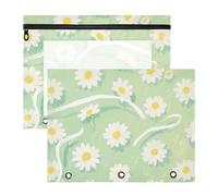 siphylline Pencil Case With 3 Reinforced Grommets Plastic File Folder for 3 Rings Binder 2 Pack Teacher Classroom Supplies White Daisy Flowers