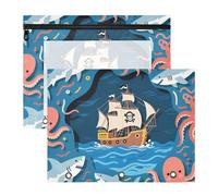 siphylline Pencil Cases Adorable Storage Bag for A4 Paper Letter 2 Pack Students Storing School Students Teacher Supplies Sea Animals Boat