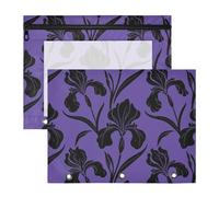 siphylline Pencil Cases Clear 3 Hole Punch for A4 Paper Letter 2 Pack Teacher Back To School Indigo Black Flower Trendy