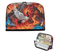 siphylline Pencil Cases Large Capacity Makeup Bag Simple Stationery Organizer for Nurse School Abstract Fire Mountain Crane Red