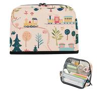 siphylline Pencil Cases Large Capacity Makeup Bags Lightweight Stationery Pencil Case for Teen Girls Preppy School Trains Cartoon Cute