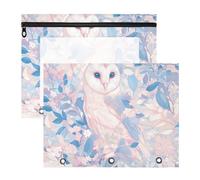 siphylline Pencil Cases With 3 Reinforced Grommets 3 Hole Pocket for A4 Paper Letter 2 Pack Teacher Class Cartoon Barred Owl Peach