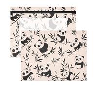 siphylline Pencil Cases With Zipper 3 Hole Pocket for A4 Paper Letter 2 Pack Teacher Office Cute Animal Panda Beige