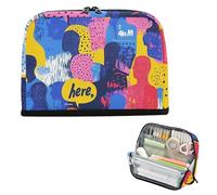 siphylline Pencil Holder Large Capacity Pen Pencil Case Zippered Organizer Box for Boys Kindergarten People Silhouette Art Street