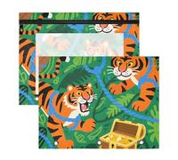siphylline pencil pouches Clear Window Pen Holder Case for 3 Rings Binder 2 Pack Students Home Cartoon Orange Tigers Treasure Green