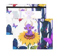 siphylline pencil pouches Sturdy Storage Bag for 3 Rings Binder 2 Pack Students Art Supplies Storage Anime Monster Sunflower Dark