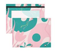 siphylline pencil pouches With 3 Reinforced Grommets 3 Hole Punch for 3 Rings Binder 2 Pack Students Class Abstract Art Flower Kite Pink Green