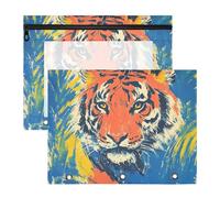 siphylline pencil pouches With 3 Reinforced Grommets Pocket Folders for A4 Paper Letter 2 Pack Teacher College Supplies Doodle Art Tigers