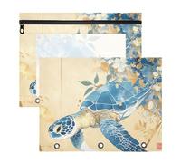 siphylline pencil pouches With 3 Reinforced Grommets Storage Bag for A4 Paper Letter 2 Pack Students Back To School Boho Style Turtle Golden