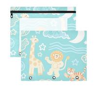 siphylline pencil pouches With Smooth Zippers 3 Hole Pocket for A4 Paper Letter 2 Pack Students Art Supplies Storage Cute Animal Giraffe Tigers Star Yellow Blue