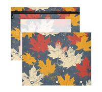 siphylline pencil pouches With Smooth Zippers 3 Rings Pocket for 3 Rings Binder 2 Pack Students Class Retro Colorful Maple Leaves