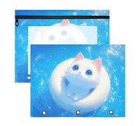 siphylline pencil poucheses 3-Holes 3 Hole Punch for 3 Rings Binder 2 Pack Teacher Office Blue White Cat Anime