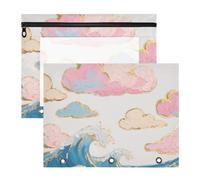 siphylline pencil poucheses Clear Storage Bag for A4 Paper Letter 2 Pack Teacher Classroom Supplies Japanese Auspicious Clouds and Waves