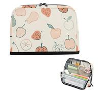 siphylline pencil poucheses Large Capacity Pen Bag Cute Multi-Purpose Bag for Student College Cute Fruits Cream Color