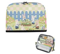 siphylline Pencil Storage Case Large Capacity Pen Cases Portable Desk Organizer for Teen Girls Grade School Supplies Cute Rabbits Gardener Green