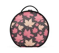 siphylline Pink and White Autumn Maple Leaves Toiletry Bag Vertical Free-Standing stylish Travel Bags For Women with adjustable dividers 11 IN
