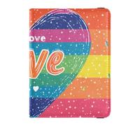 siphylline Pride Month A Rainbow Heart Leather Passport and Vaccine Card Wallet Combo Travel Passport Wallet with Vaccination Card Slot Document Organizer Holder Accessories Lightweight