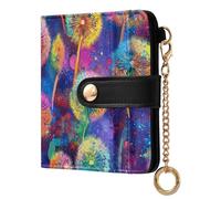 siphylline Psychedelic Dandelion Flower Ladies Cute Foldable Wallet Unique PU Leather Folding Wallet for Girls Women Ladies