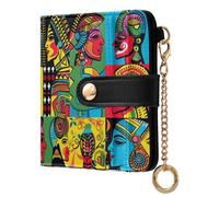 siphylline Psychedelic Indian Colorful Faces Ladies Folding Coin Wallet Fancy PU Leather Bifold Wallet for Women