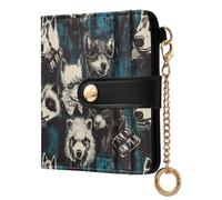 siphylline Punk Style Animals Blue Ladies Classic Foldable Wallet Fancy Premium PU Leather Wallet for Women Boys Girls