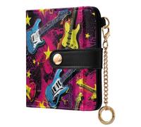 siphylline Punk Style Rock Guitars Star Colorful Ladies PU Leather Bifold Wallet Convenient Premium PU Leather Wallet for Women