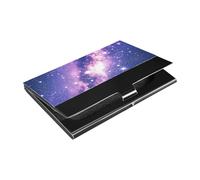 siphylline Purple Romantic Starry Sky Universe Ultra-thin business card holder organizer with Leather and Stainless Steel name card holder for Travel Home or Office Use
