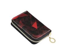 siphylline Red and Black Irregular Pattern leather small card wallet woman With 2 cash slot RFID Blocking credit card holder with zipper