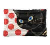 siphylline Red Dots Black Cat Dog Sleeping Mattress Soft Comfortable Anti-Slip Bottom Dog Cat Bed for Large Jumbo Medium Small Dogs 36" x 24"