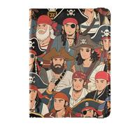 siphylline Retro Cartoon Pirates Leather Passport and Vaccine Card Wallet Combo Passport Case Badge ID Vaccine Card Holder Wallet Ultra Slim