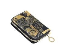 siphylline Retro Central Asian Architecture leather credit card wallets for women With 9 cards slot RFID Blocking mens credit card holder with zipper