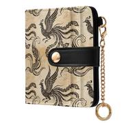 siphylline Retro Peacock Beige Phoenix Women's Folding Wallet With Card Slots Convenient Compact PU Leather Wallet for Women Girls