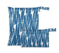 siphylline reusable baby diaper bag 2 Pack travel essentials for flying with handles for beach, daycare Lightning Bolts Blue White