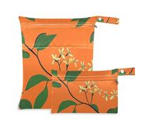 siphylline reusable waterproof wet bag 2 Pack travel essentials for babies with handles for gym, travel Botanical Illustration Orange Minimal