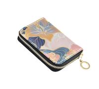 siphylline Rich Chinese Watercolor Flowers leather wallet card holder women with Cion Purse RFID Blocking womens card holder with zipper