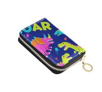 siphylline Roaring Dino Spot Dark Blue Green leather mens credit card wallet with Cion Purse RFID Blocking women card holder with zipper