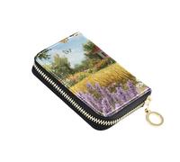 siphylline Rural Country House leather wallet for card With 9 cards slot RFID Blocking credit card case with zipper