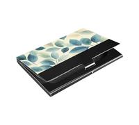 siphylline Rustic-style Leaf Green Natural Tones Ultra-thin business card holders With Leather & Stainless Steel credit card storage for Women or Men