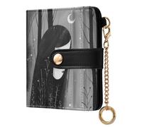 siphylline Sad Girl Black Penciling Women's Minimalist Folding Wallet Unique PU Leather Bifold Wallet for Women Girls