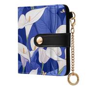 siphylline Safaris Calla Lily Royal Blue Ladies Folding Coin Wallet Convenient PU Leather Folding Wallet for Men Women Travel