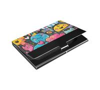 siphylline Say Hi Cute Doodle Art Slim outdoor business card holder with Leather and Stainless Steel card case holder for Business Meeting Use