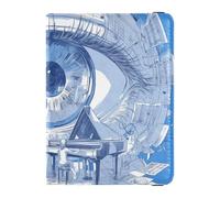 siphylline Sheet Music and Eyes Punk Style Leather Passport and Vaccine Card Holder Combo Travel Passport Wallet with Vaccination Card Slot Passport Holder Case Lightweight