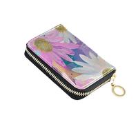 siphylline Shining Jewelry Daisy Colorful leather small wallet for card With 9 cards slot RFID Blocking credit card holder with zipper